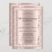Glitter Lijst Roos Gold Wedding Jubileum Kaart (Voorkant / Achterkant)