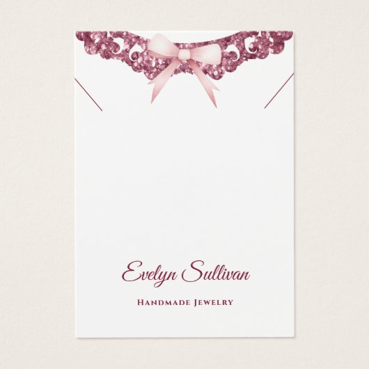 Glitter lijst roze boog ketting display kaart (Voorkant)