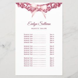  glitter lijst roze boog prijslijst flyer