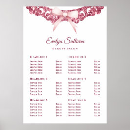  glitter lijst roze boog prijslijst poster
