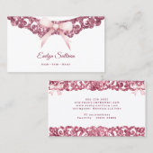Glitter  lijst roze boog visitekaartje (Voorkant / Achterkant)