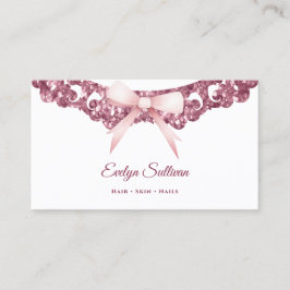 Glitter  lijst roze boog visitekaartje