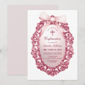  Glitter Lijst Roze Bow Bevestiging Kaart (Voorkant / Achterkant)