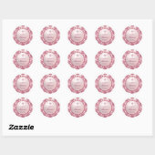 Glitter Lijst Roze Bow Doop Ronde Sticker (Vel)