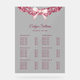  Glitter Lijst Roze Bow Prijslijst Acryl Bord