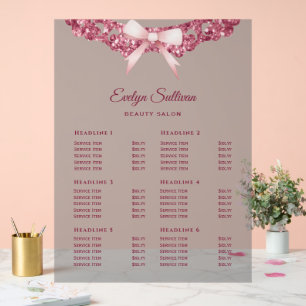  Glitter Lijst Roze Bow Prijslijst Acryl Bord