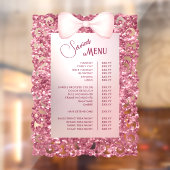  Glitter Lijst Roze Bow Services Menu Raamsticker (Vel 2)