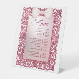  Glitter Lijst Roze Bow Services Menu Reclamebord Met Voetstuk