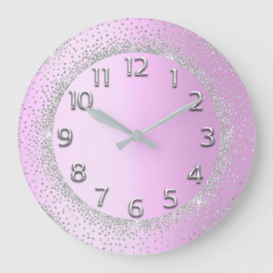 Glitter Lijst Roze grijze cijfers Blush Beauty Grote Klok
