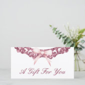  glitter lijst roze strik cadeaubon (Staand voorkant)