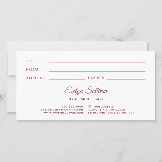  glitter lijst roze strik cadeaubon (Achterkant)