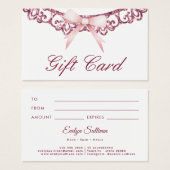 glitter lijst roze strik cadeaubon visitekaartje (Voorkant /achterkant)