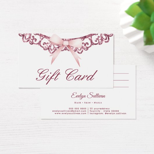 glitter lijst roze strik cadeaubon visitekaartje (Bureau)