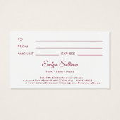 glitter lijst roze strik cadeaubon visitekaartje (Achterkant)