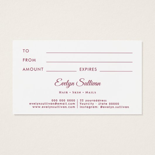 glitter lijst roze strik cadeaubon visitekaartje (Achterkant)