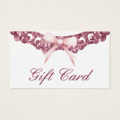 glitter lijst roze strik cadeaubon visitekaartje (Voorkant)