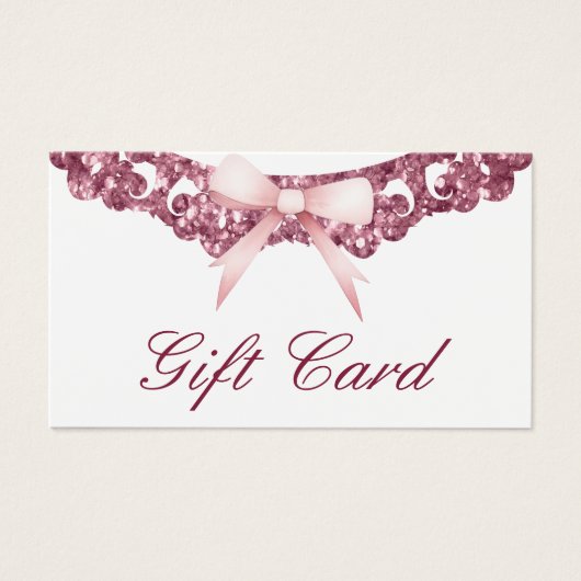 glitter lijst roze strik cadeaubon visitekaartje (Voorkant)