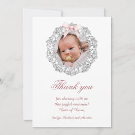 Glitter Lijst Roze strik doop dank u kaart