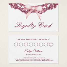  glitter lijst roze strik loyaliteitskaart visitekaartje