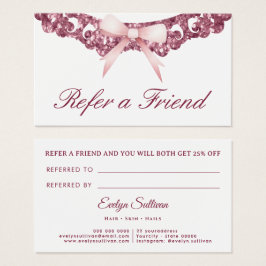  glitter lijst roze strik verwijzingskaart visitekaartje