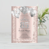 Glitter Lijst, Silver Crown, Ballonnen 85th Kaart (Staand voorkant)