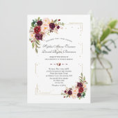 Glitter Lijst Weddenschap met Bourgogne Flowers Go Kaart (Staand voorkant)