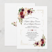 Glitter Lijst Weddenschap met Bourgogne Flowers Go Kaart (Voorkant / Achterkant)