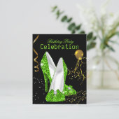 Glitter Lime Green Gold Birthday Party Kaart (Staand voorkant)