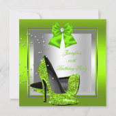 Glitter Lime Green High Hiel Birthday Party Kaart (Voorkant)