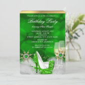 Glitter Lime Green High Hiel Shoes Gold Champagne Kaart (Staand voorkant)
