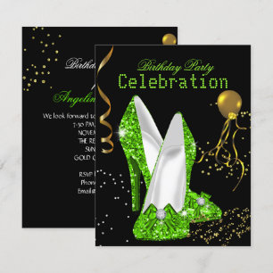 Glitter Lime Groen Gouden Verjaardagsfeest Viering Kaart