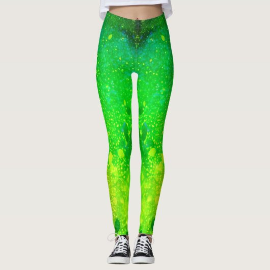 Glitter lime groen leggings (Voorkant)