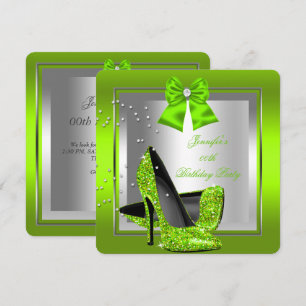 Glitter Limegroene Hoge Hakken Verjaardagsfeestje Kaart