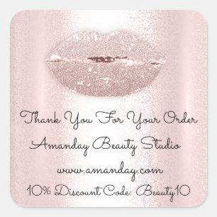 Glitter Lips Bedankt voor het winkelen van de Disc Vierkante Sticker
