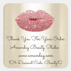 Glitter Lips Dank je voor het winkelen Korting Sep Vierkante Sticker
