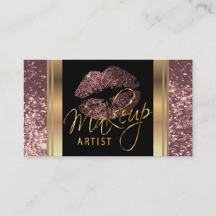 Glitter Lips en Elegant Gold Script van het Roos Visitekaartje