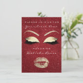 Glitter Lips Glitter Vrijgezellenfeest Red Gold Ma Kaart (Staand voorkant)