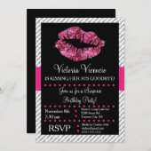 Glitter Lips Kening Adult Birthday Uitnodiging (Voorkant / Achterkant)