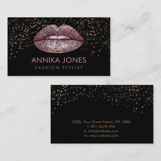 Glitter Lips - Makeup Artist Visitekaartje (Voorkant / Achterkant)
