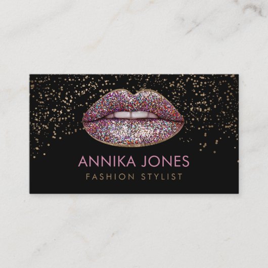 Glitter Lips - Makeup Artist Visitekaartje (Voorkant)