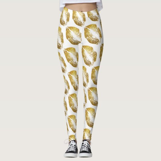 Glitter Lips Moderne White Leggings (Voorkant)