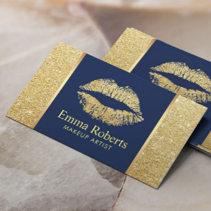 Glitter Lips Navy Blue Makeup Artist Salon Visitekaartje
