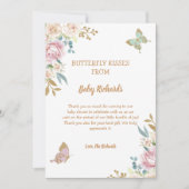 Glitter Little Butterfly Roos Baby shower Bedankkaart (Voorkant)