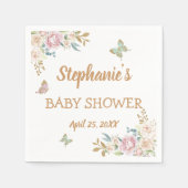 Glitter Little Butterfly Roos Baby shower Servet (Voorkant)