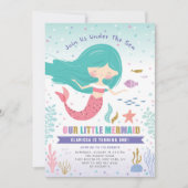 Glitter Little Mermaid Kids Birthday Party Kaart (Voorkant)