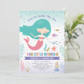Glitter Little Mermaid Kids Birthday Party Kaart (Staand voorkant)