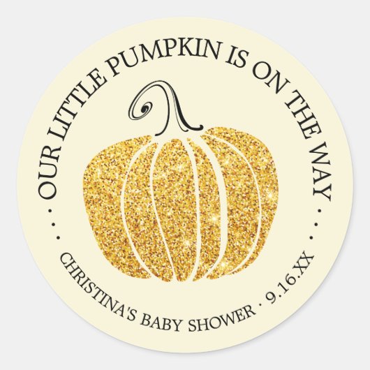 Glitter Little Pumpkin-Baby shower Ronde Sticker (Voorkant)