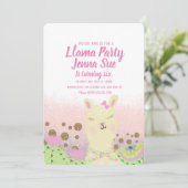 Glitter Llama Birthday Party Doodle Colorful Kaart (Staand voorkant)