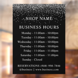 GLITTER | Logo en kantooruren | wijzerplaat Raamsticker