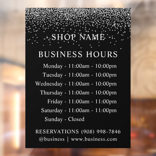 GLITTER | Logo en openingsuren | sticker bord (Vel 2)